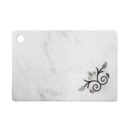 White Marble Chopping Board with Mother of Pearl
